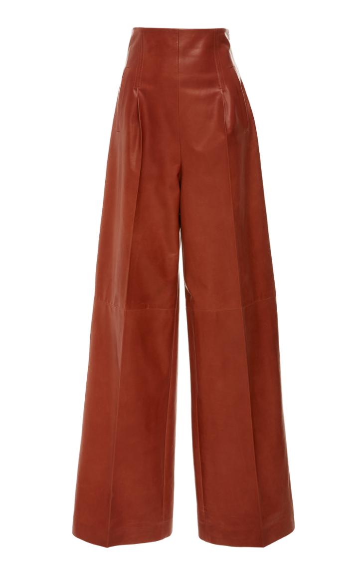 Rosetta Getty Lambskin High Rise Pleat Front Trouser