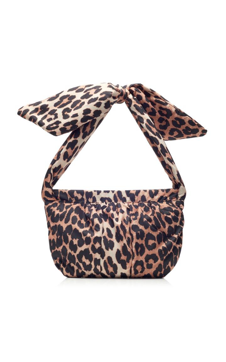 Ganni Animal-print Knotted Nylon Shoulder Bag