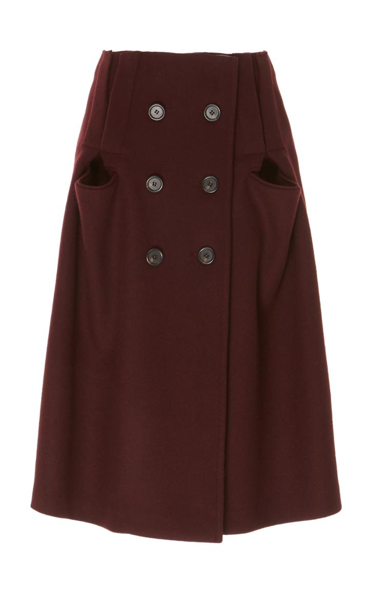 Maison Margiela Double Button Wool-blend A-line Skirt