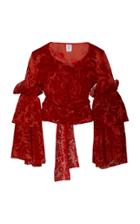 Rosie Assoulin Bell-sleeve Flocked Silk-organza Top