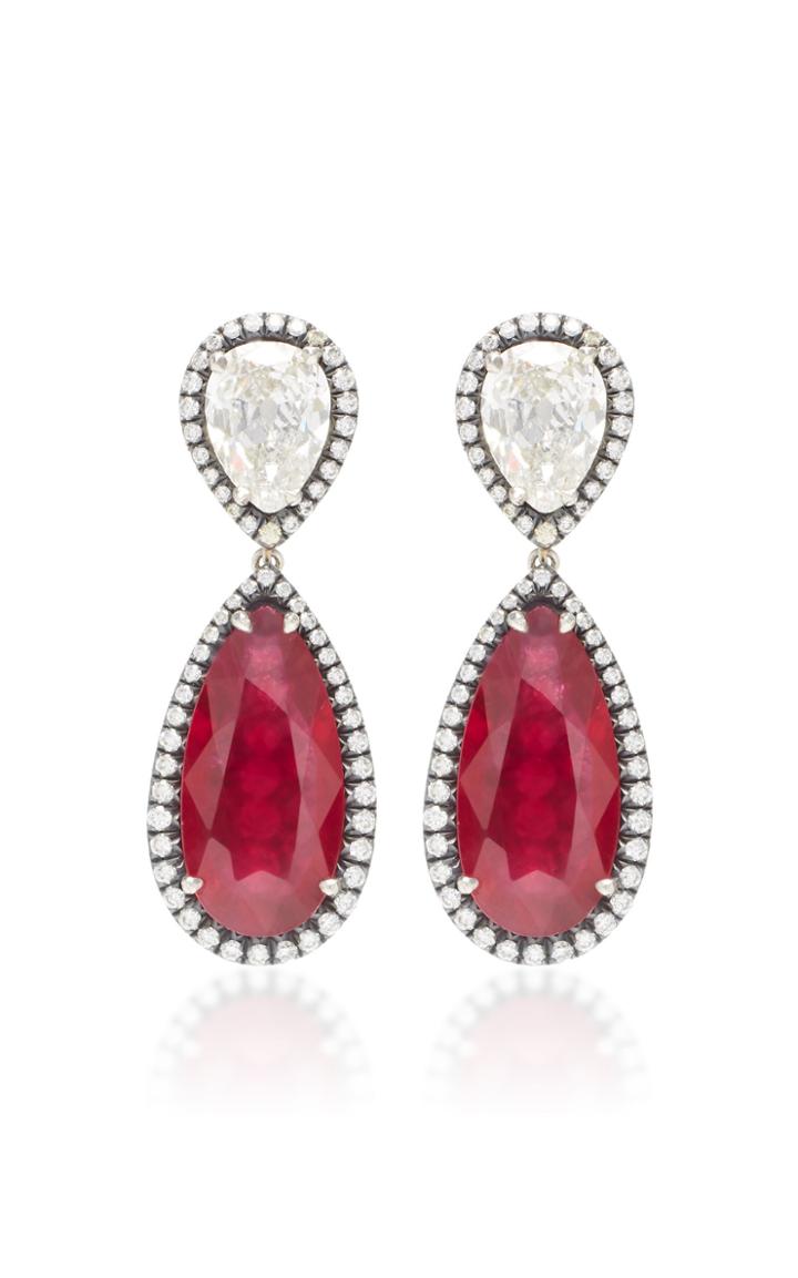 Moda Operandi Mcteigue & Mcclelland Burma Ruby & Diamond Earrings