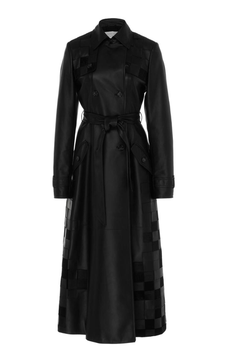 Gabriela Hearst Leo Faux Leather And Silk-velvet Trench Coat
