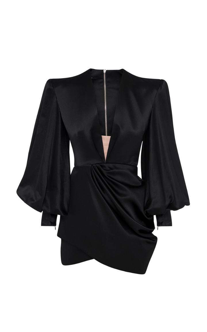 Moda Operandi Alex Perry Corine Drape-detailed Cotton-silk Mini Dress