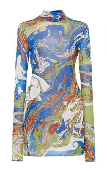 Jil Sander Moby Marbled Silk Top
