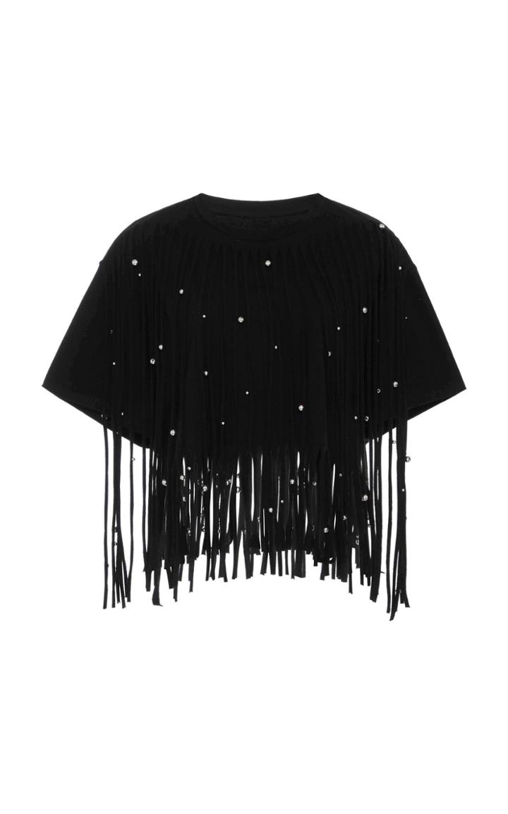 Moda Operandi Isabel Marant Bianea Fringe-embellished Cotton T-shirt Size: 34