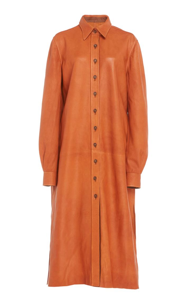 Tuinch Collared Leather Midi Dress