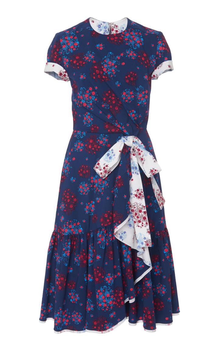 Carolina Herrera Ruffled Cotton Blend Faux Wrap Dress