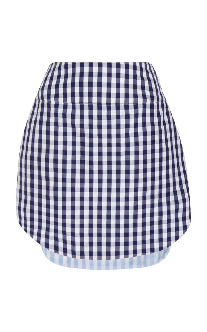 Monse Gingham Shirt Tail Mini Skirt