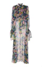 Msgm Tropical Print Maxi Peasant Dress