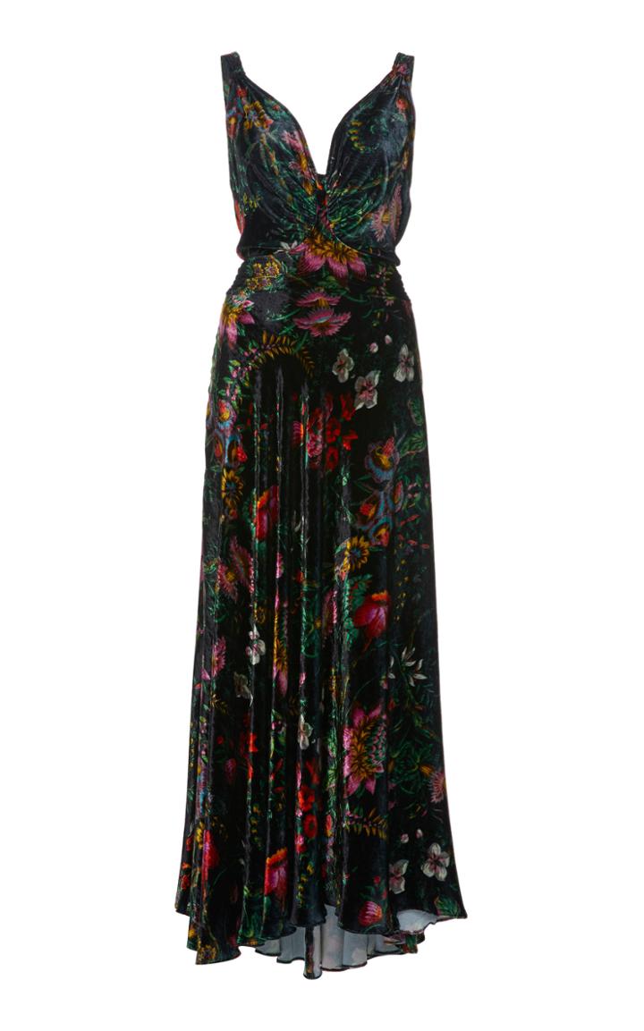 Paco Rabanne Printed Velvet Midi Dress