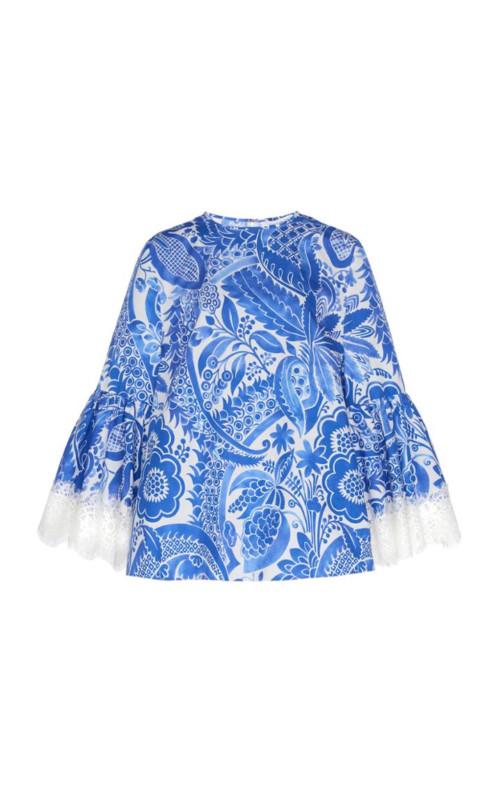 Andrew Gn Printed Embroidered Cotton Top