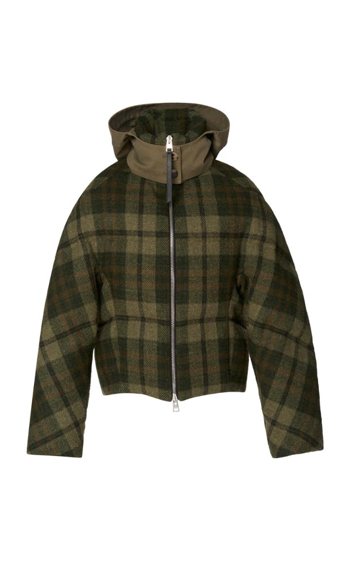 Jw Anderson Shetland Wool Check Cropped Puffer Jacket