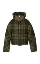 Jw Anderson Shetland Wool Check Cropped Puffer Jacket