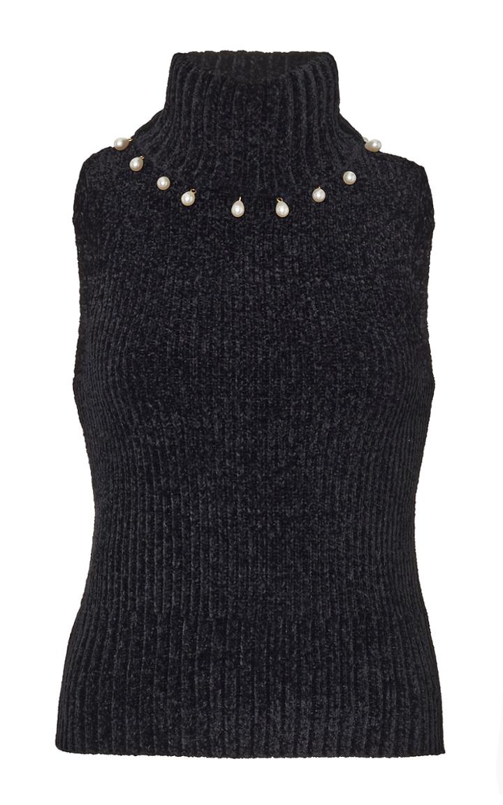 Staud Floyd Pearl-embellished Knitted Top Size: Xs