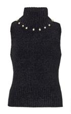 Staud Floyd Pearl-embellished Knitted Top Size: Xs