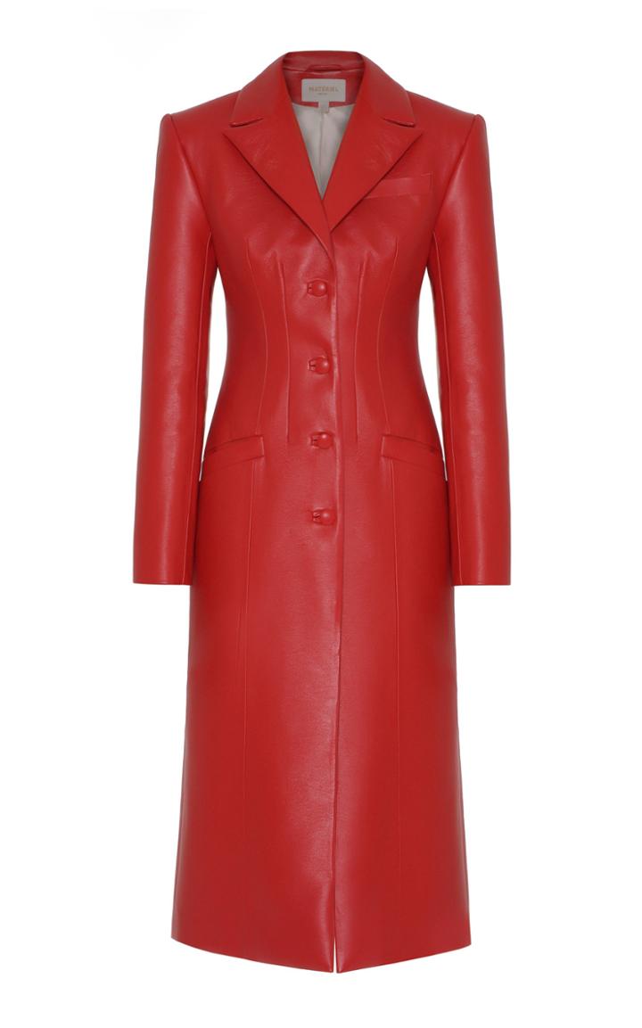 Moda Operandi Matriel Faux Leather Button Down Coat