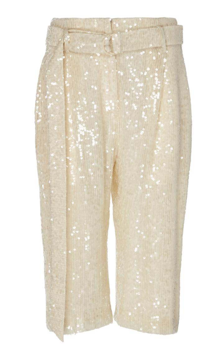Sally Lapointe Cropped Sequined Crepe Straight-leg Pants Size: 2
