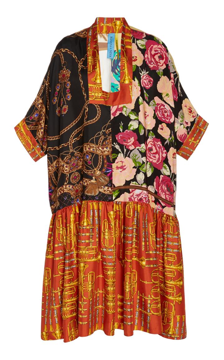 Rianna + Nina Exclusive One Of A Kind Square Neck Silk Dress
