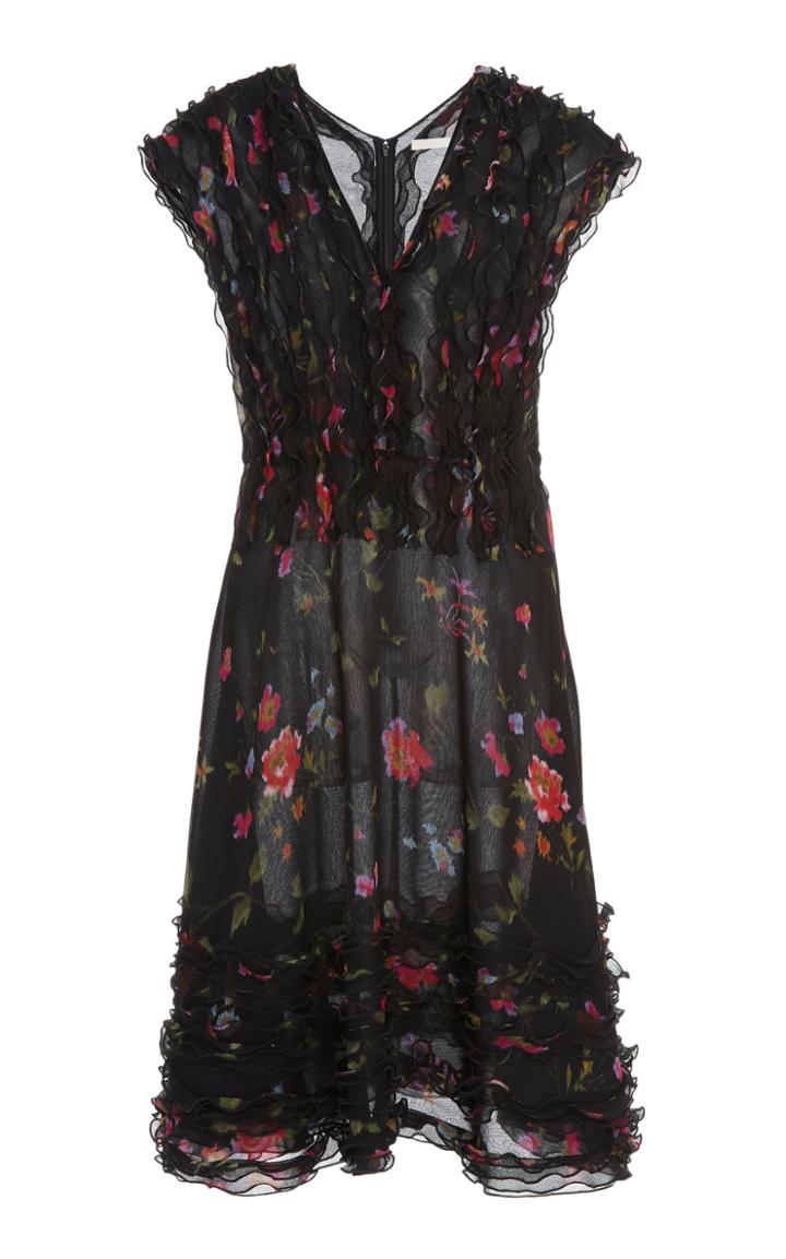 Jason Wu Collection Ruffled Floral-print Silk Chiffon Dress