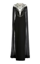 Moda Operandi Pamella Roland Crystal-embellished Crepe Cape Gown