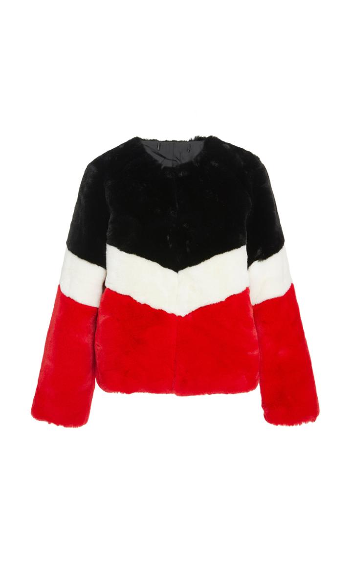 Apparis Marianna Chevron Faux Fur Coat