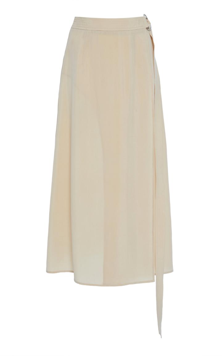 Sally Lapointe Belted Lightweight Cupro Wrap Skirt
