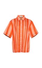 Moda Operandi Lee Mathews Mariko Pointelle-inset Striped Linen Shirt Size: 0