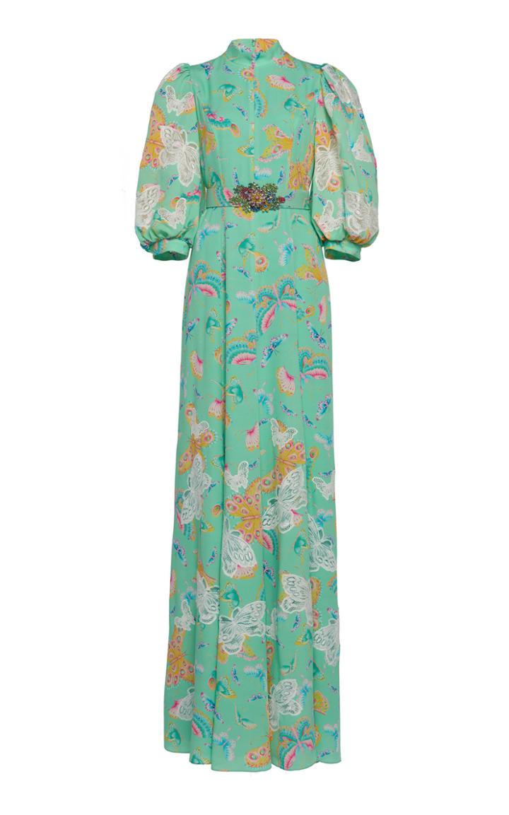 Andrew Gn Butterfly Printed Maxi Dress