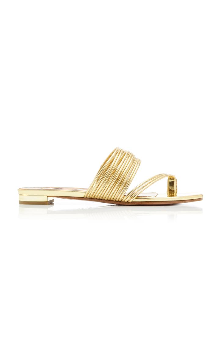 Aquazzura Sunny Metallic Leather Sandals