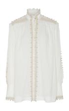 Zimmermann Button-detailed Embroidered Ramie Blouse