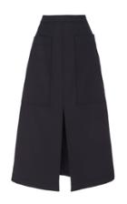 Sea Midi Split Skirt With Pockets