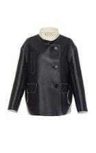 Marni Oversized Leather Jacket With Cashmere Collar