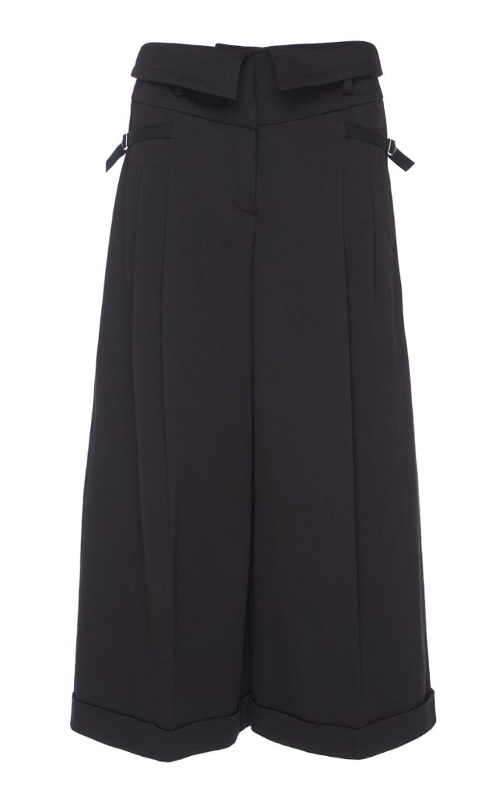 Alberta Ferretti Stretch Gabardine Cropped Wide Leg Trouser