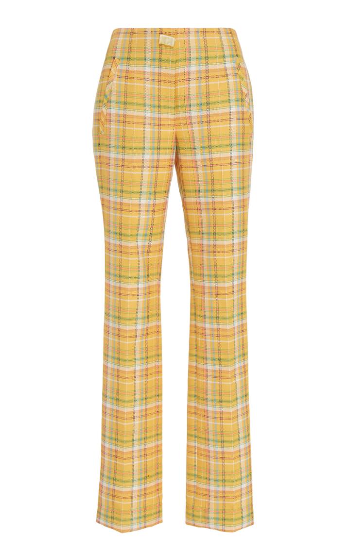 Moda Operandi Rejina Pyo Norma Plaid Cotton-blend Straight-leg Trousers Size: 6