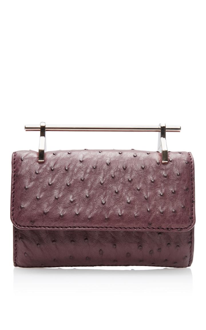 M2malletier Mini Fabricca Ostrich Leather Bag In Red