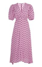 Faithfull The Brand Vittoria Polka Dot Crepe Midi Dress Size: Xs