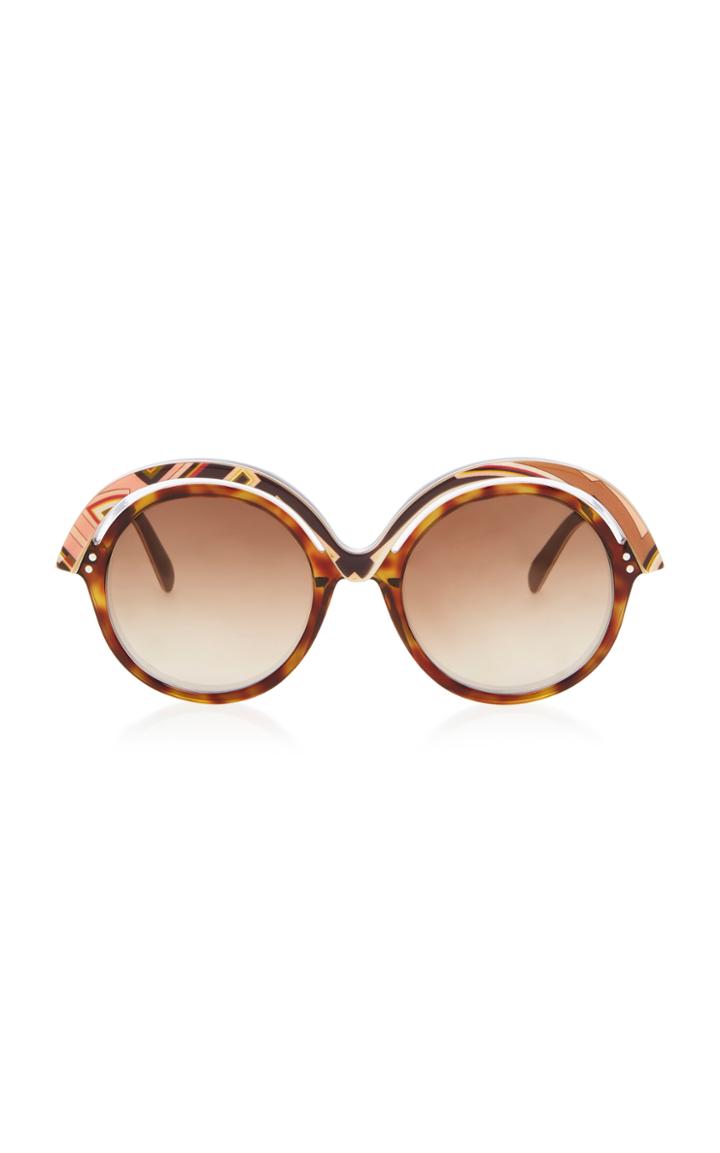 Emilio Pucci Oversized Printed Acetate Round-frame Sunglasses