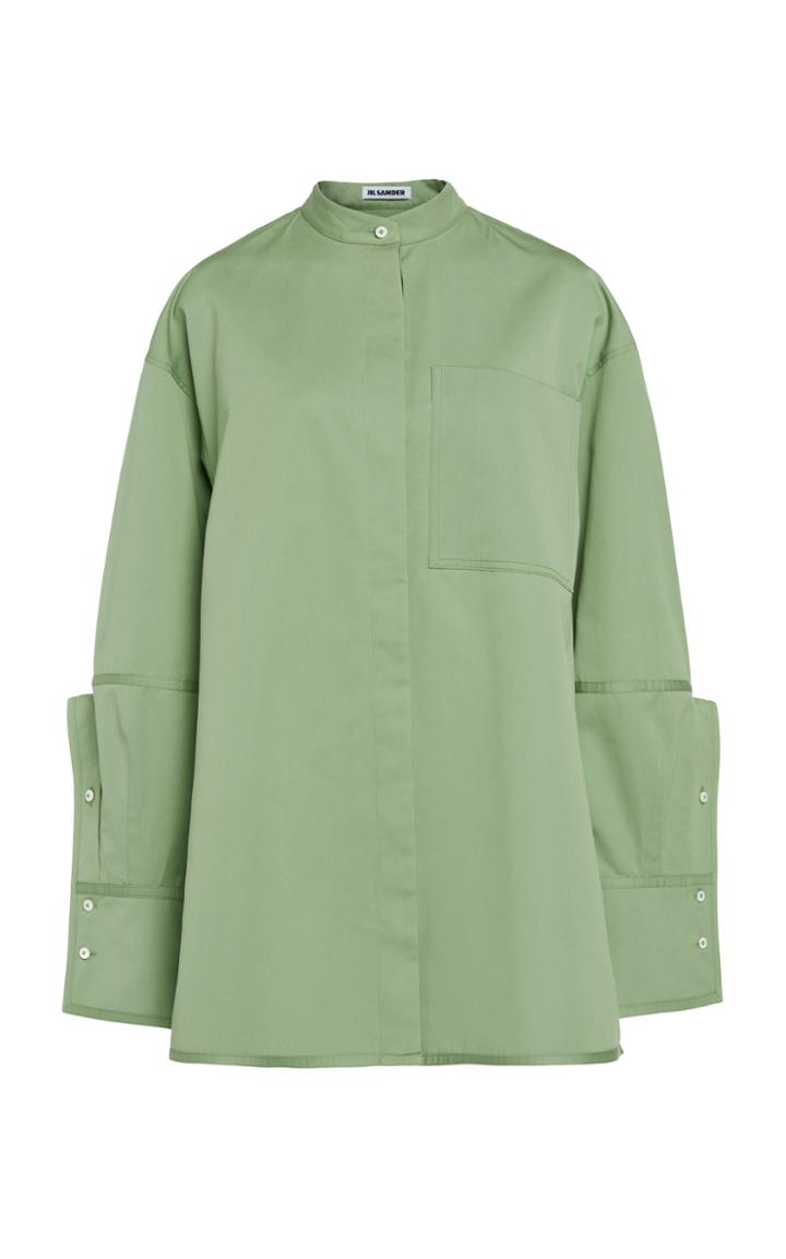 Jil Sander Gloria Collarless Cotton And Silk Shirt