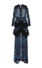 Zuhair Murad Printed Georgette And Chantilly Lace Dress