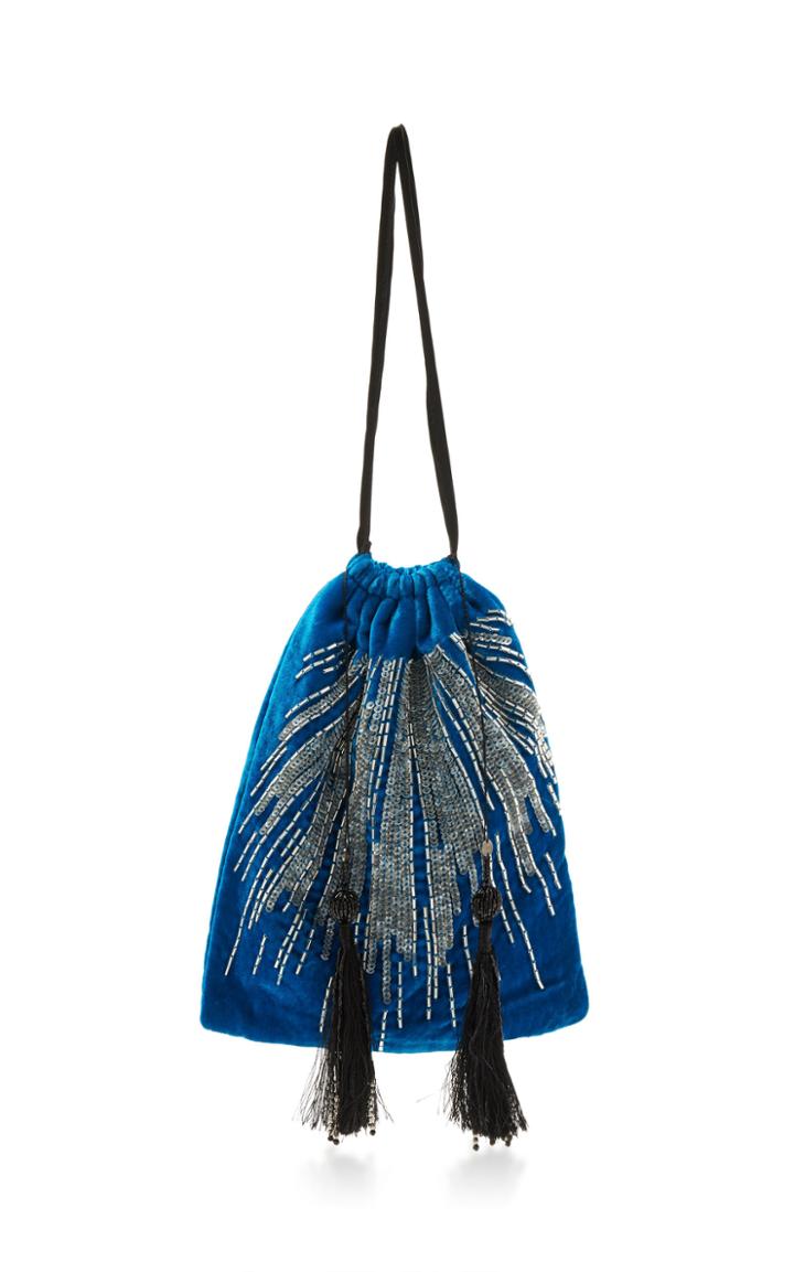 Attico Velvet Embroidered Pouch Bag