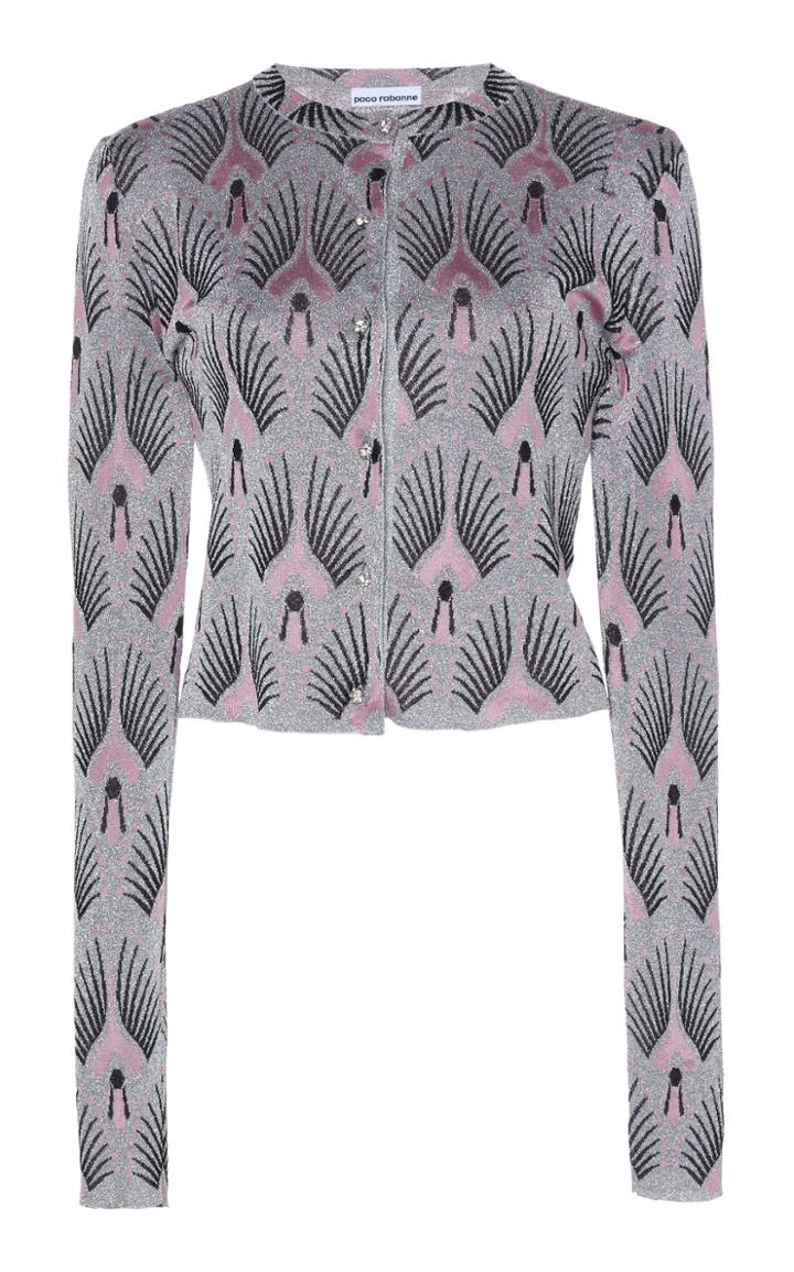 Paco Rabanne Cropped Printed Lurex Cardigan