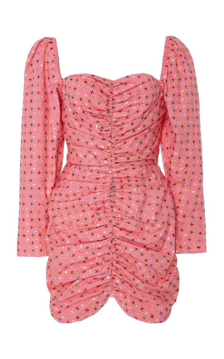 Markarian Orchid Ruched Cotton Mini Dress