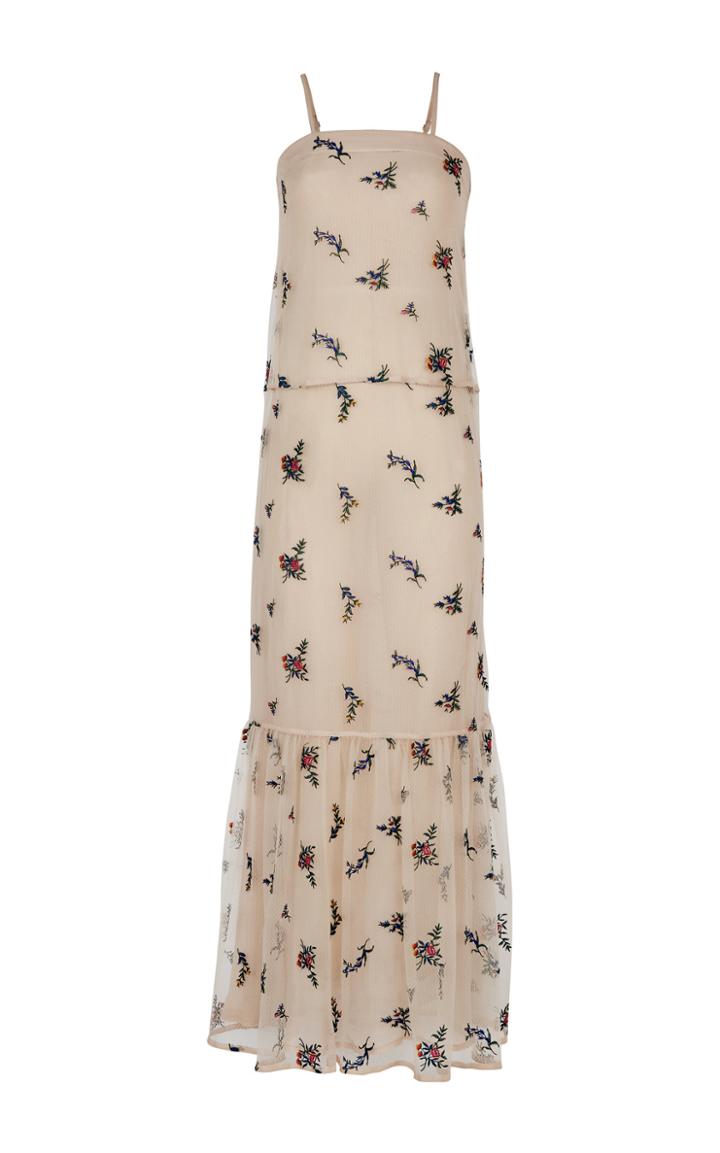 Rahul Mishra Bouquet Tiered Chiffon Maxi Dress