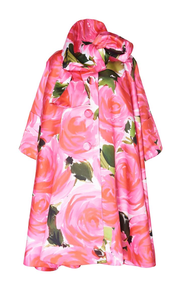 Richard Quinn Cape-effect Floral-print Gabardine Coat
