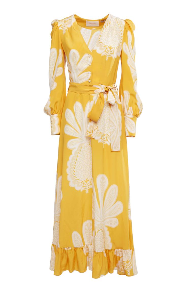 Moda Operandi La Doublej Super Smokin' Hot Printed Silk Midi Dress Size: S