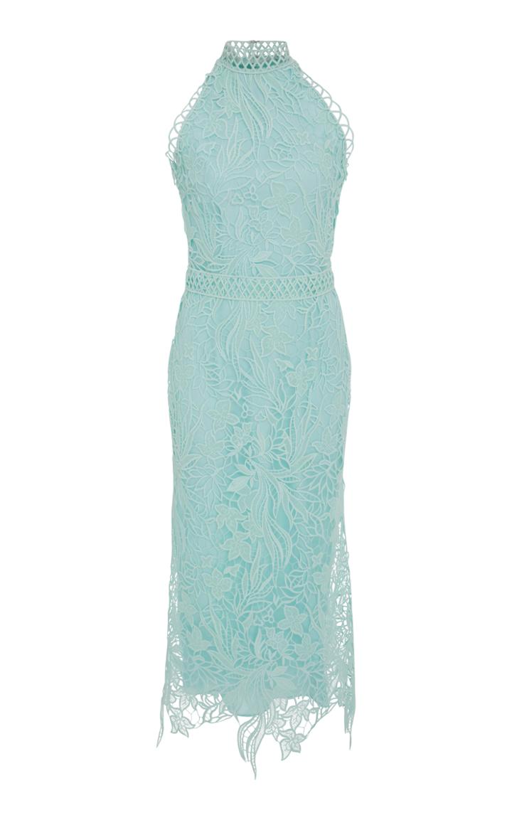 Costarellos Cold Shoulders Halter Midi Dress