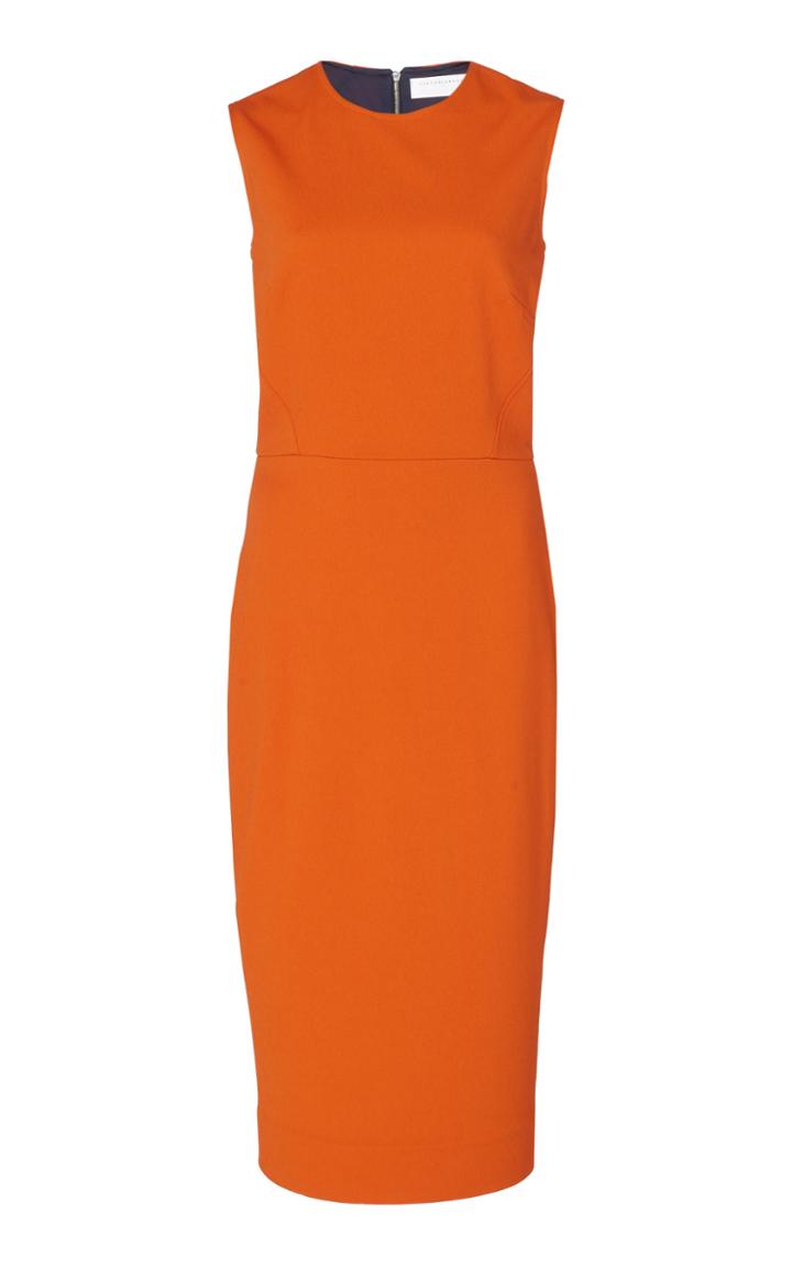 Victoria Beckham Sleeveless Crew Neck Fitted Midi Dress