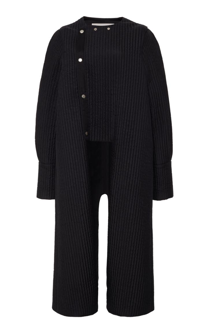 Moda Operandi Jil Sander Pinstriped Silk Jacket With Detachable Sleeves