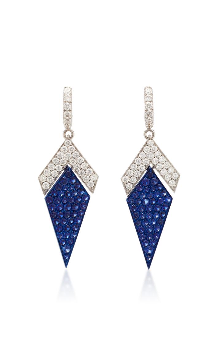 Busatti Arrow 18k White Gold And Sapphire Earrings