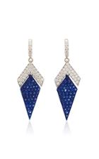 Busatti Arrow 18k White Gold And Sapphire Earrings